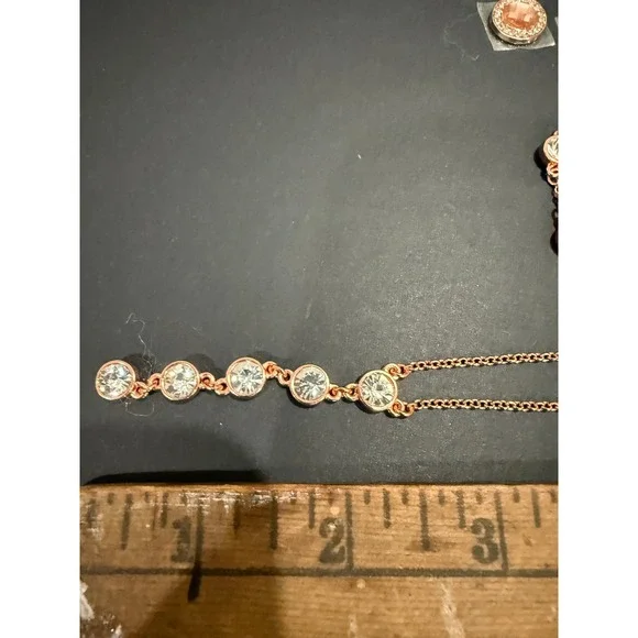 Rose Gold Tone Crystal Jewelry Set – Necklace, Bracelet & Earrings - Picture 2 of 5